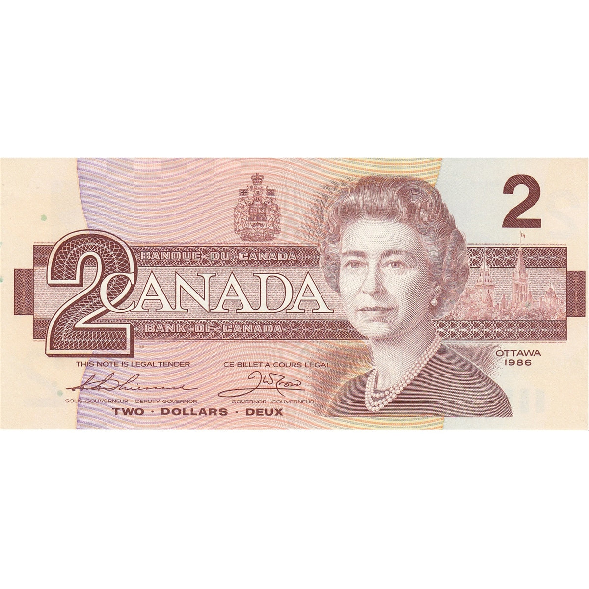 BC-55BA-i 1986 Canada $2 Thiessen-Crow, EBX, Choice Uncirculated (CUNC63)