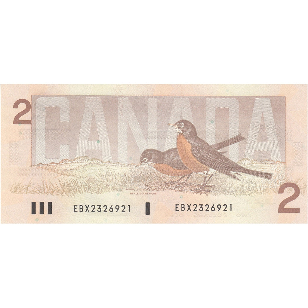 BC-55BA-i 1986 Canada $2 Thiessen-Crow, EBX, Uncirculated (MS60)
