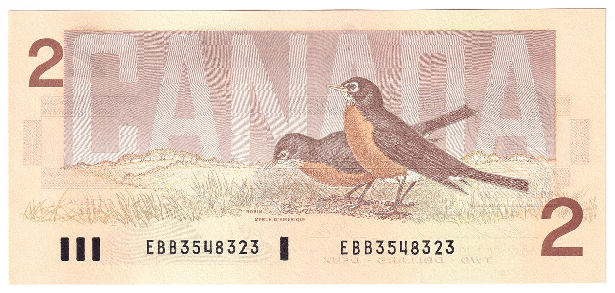 BC-55b-i 1986 Canada $2 Thiessen-Crow, EBB, Choice Uncirculated (CUNC63)