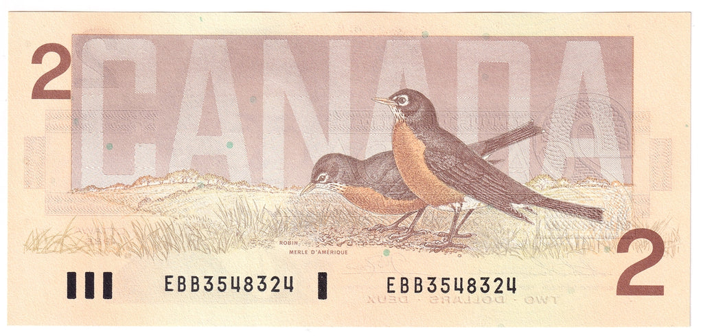 BC-55b-i 1986 Canada $2 Thiessen-Crow, EBB, Uncirculated (MS60)