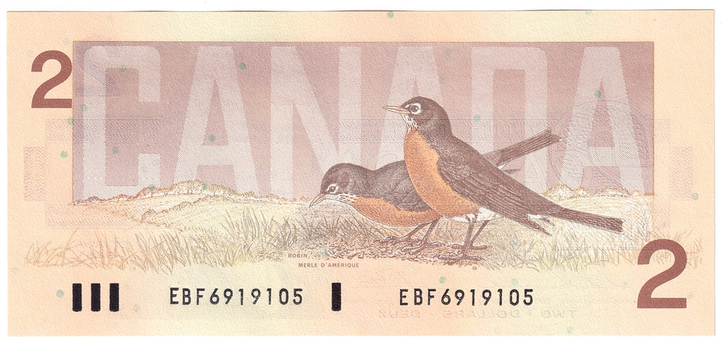 BC-55b-i 1986 Canada $2 Thiessen-Crow, EBF, Choice Uncirculated (CUNC63)