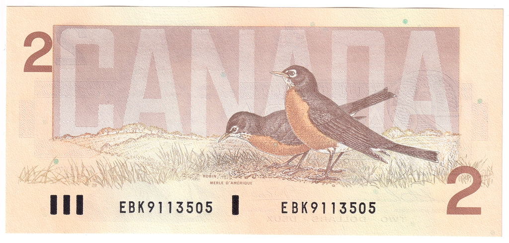 BC-55b-i 1986 Canada $2 Thiessen-Crow, EBK, Choice Uncirculated (CUNC63)