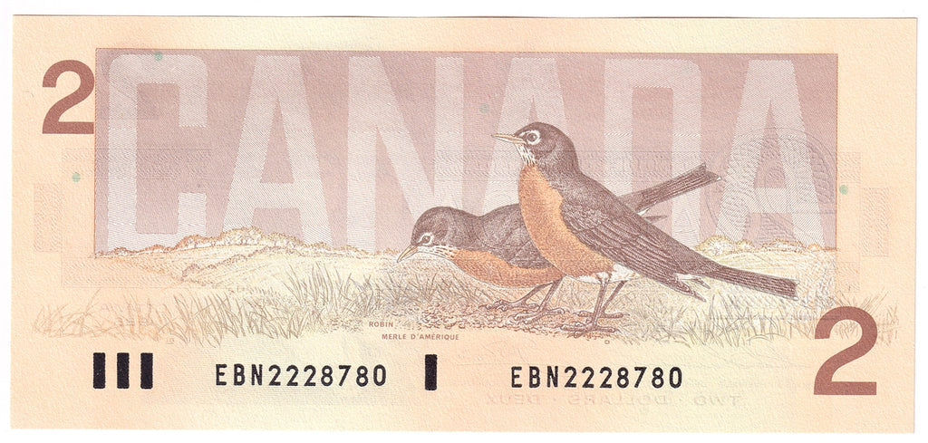 BC-55b-i 1986 Canada $2 Thiessen-Crow, EBN, Uncirculated (MS60)