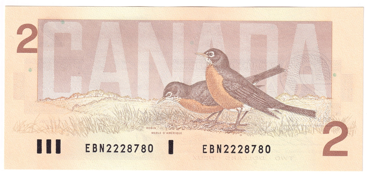 BC-55b-i 1986 Canada $2 Thiessen-Crow, EBN, Uncirculated (MS60)