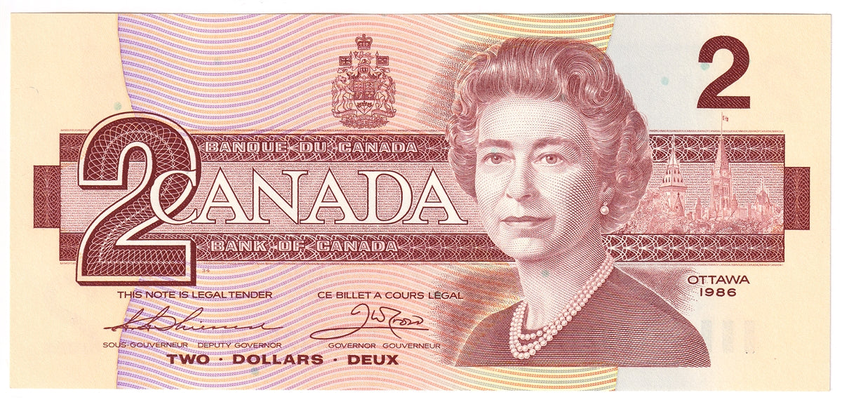 BC-55b-i 1986 Canada $2 Thiessen-Crow, EBN, Uncirculated (MS60)