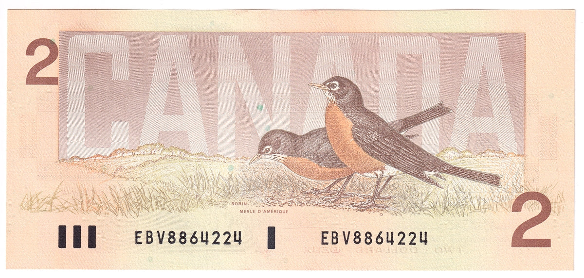 BC-55b-i 1986 Canada $2 Thiessen-Crow, EBV, Choice Uncirculated (CUNC63)