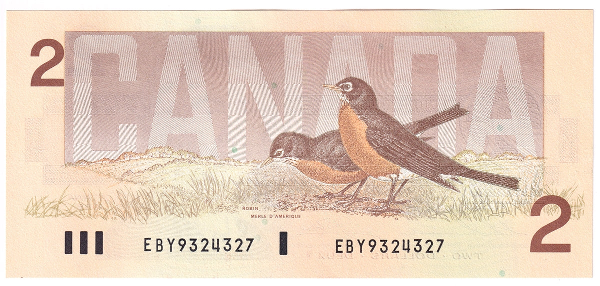 BC-55b-i 1986 Canada $2 Thiessen-Crow, EBY, Uncirculated (MS60)