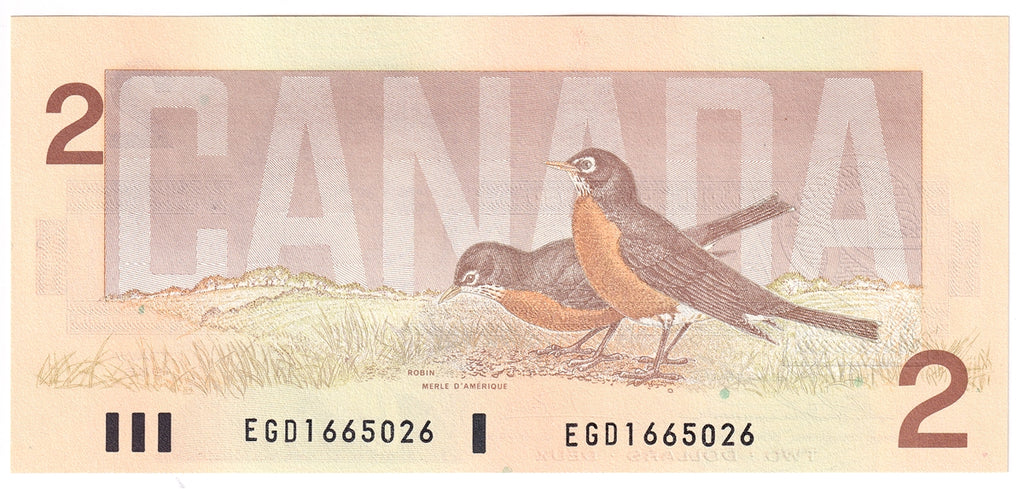 BC-55b-i 1986 Canada $2 Thiessen-Crow, EGD, Choice Uncirculated (CUNC63)