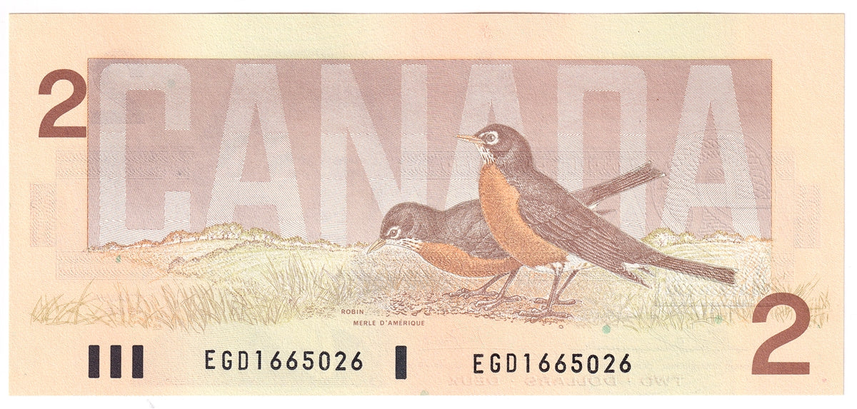 BC-55b-i 1986 Canada $2 Thiessen-Crow, EGD, Choice Uncirculated (CUNC63)