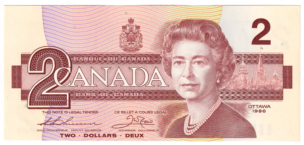 BC-55b-i 1986 Canada $2 Thiessen-Crow, EGD, Choice Uncirculated (CUNC63)