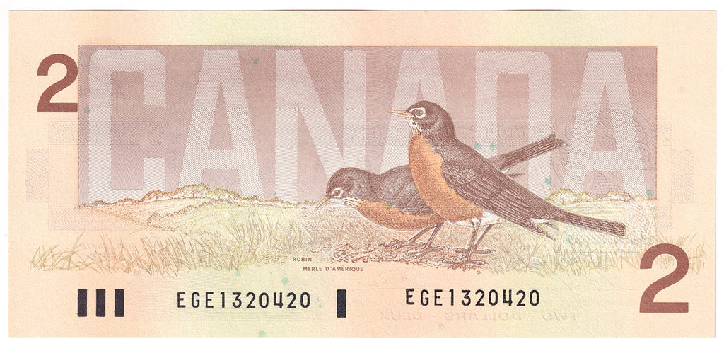 BC-55b-i 1986 Canada $2 Thiessen-Crow, EGE, Choice Uncirculated (CUNC63)