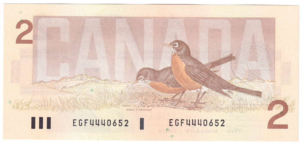 BC-55b-i 1986 Canada $2 Thiessen-Crow, EGF, Choice Uncirculated (CUNC63)