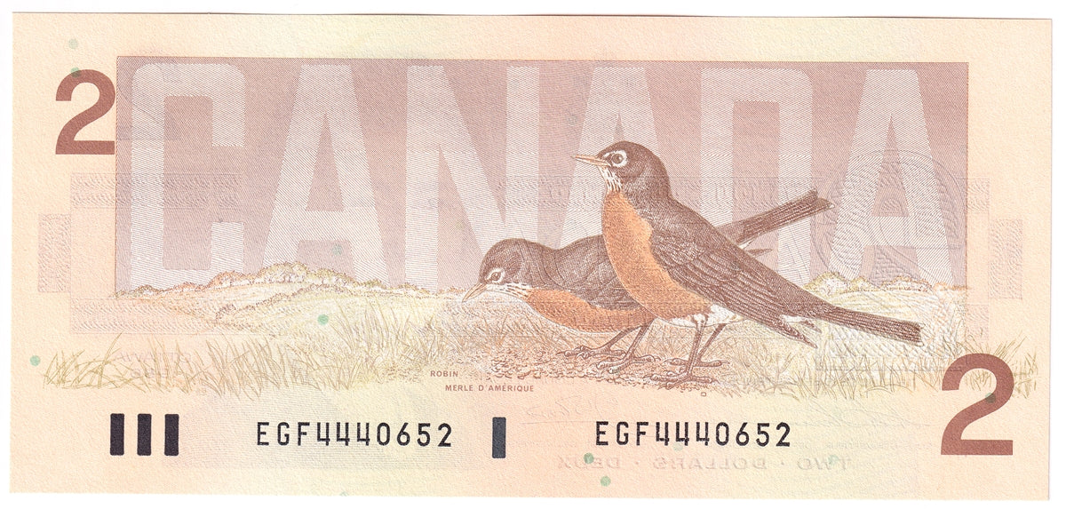 BC-55b-i 1986 Canada $2 Thiessen-Crow, EGF, Choice Uncirculated (CUNC63)