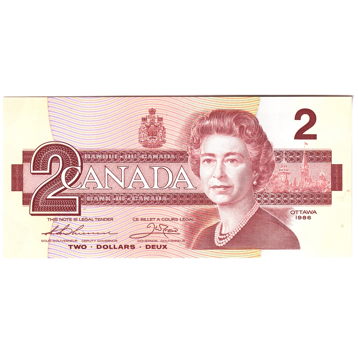BC-55b-i 1986 Canada $2 Thiessen-Crow, EGF, Uncirculated (MS60)