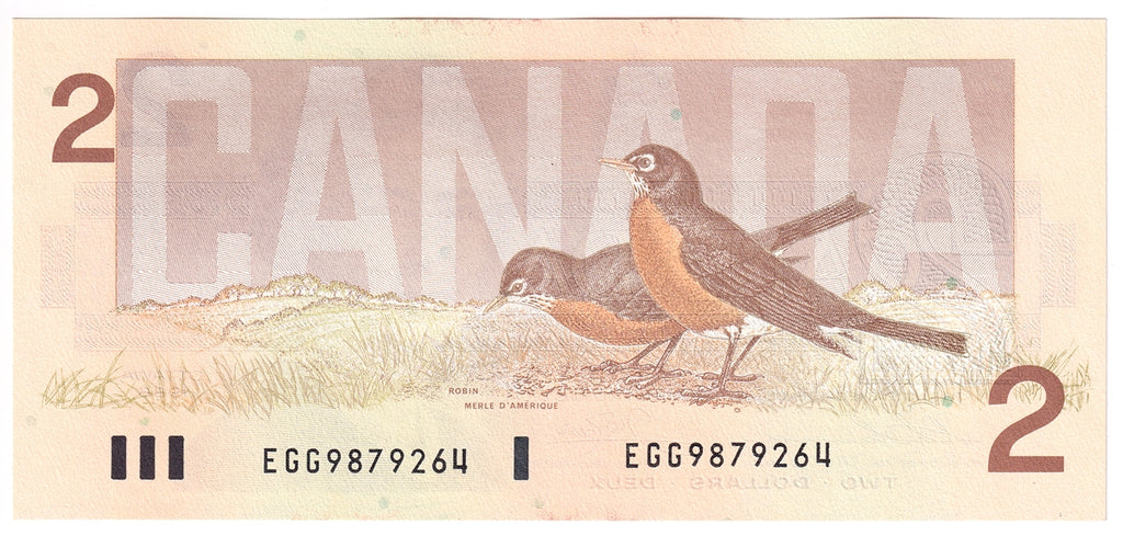 BC-55b-i 1986 Canada $2 Thiessen-Crow, EGG, Uncirculated (MS60)