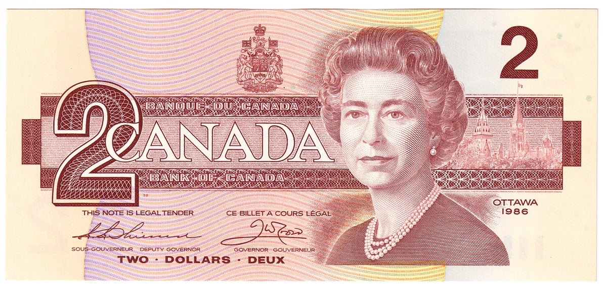 BC-55b-i 1986 Canada $2 Thiessen-Crow, EGG, Uncirculated (MS60)