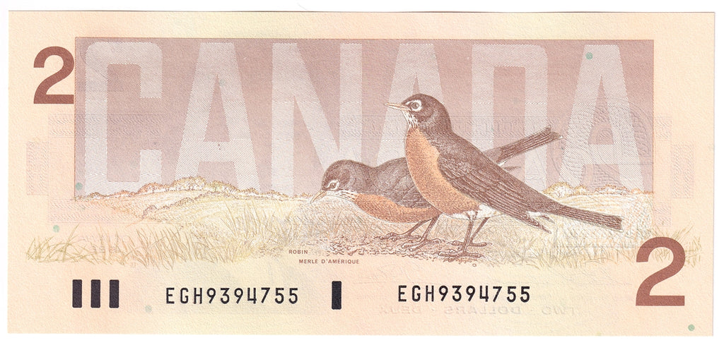 BC-55b-i 1986 Canada $2 Thiessen-Crow, EGH, Choice Uncirculated (CUNC63)