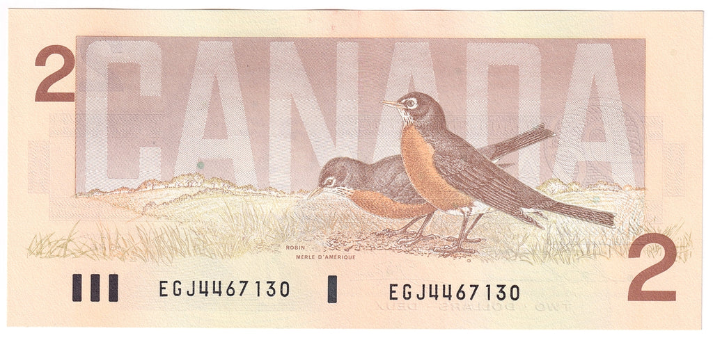 BC-55b-i 1986 Canada $2 Thiessen-Crow, EGJ, Choice Uncirculated (CUNC63)