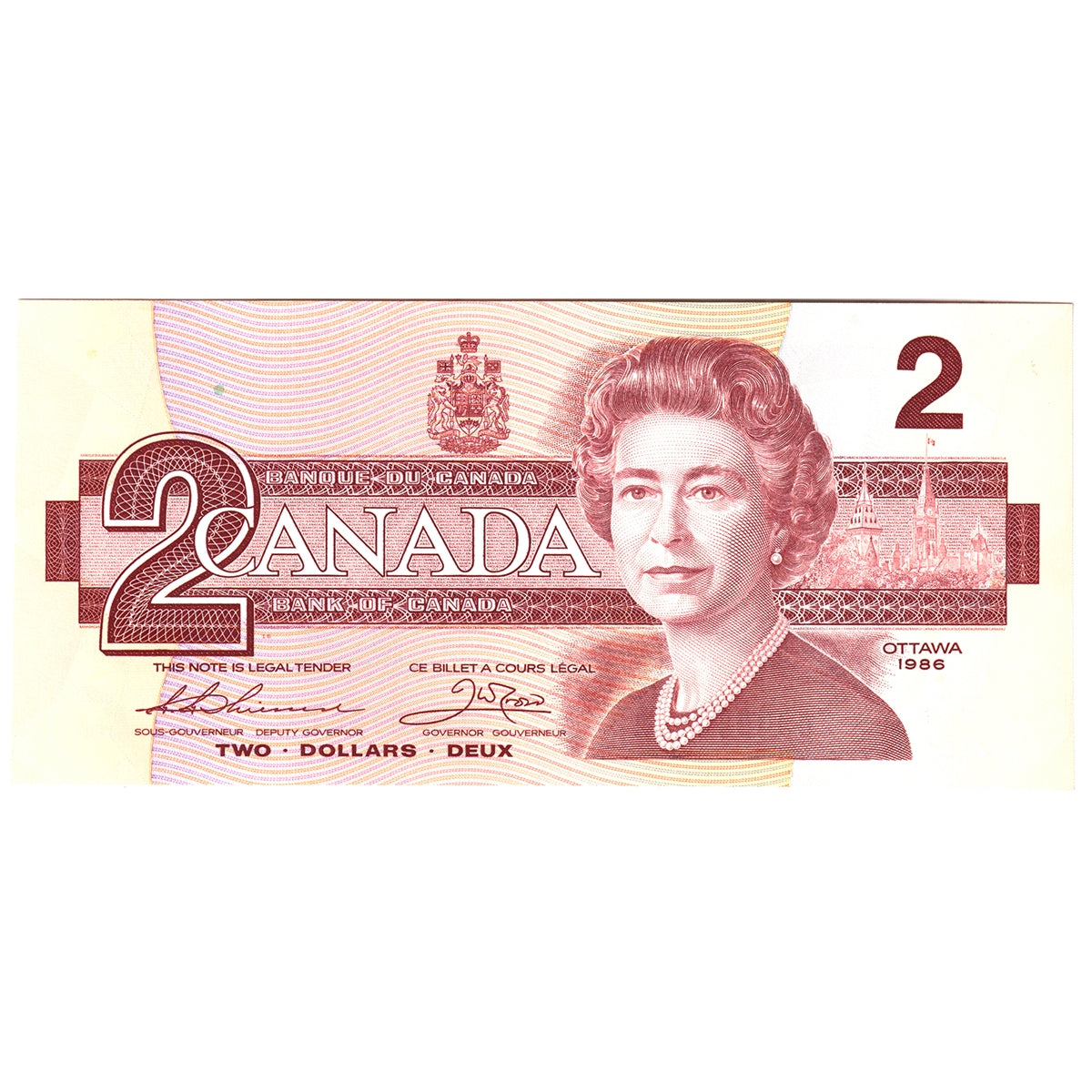 BC-55b-i 1986 Canada $2 Thiessen-Crow, EGJ, Uncirculated (MS60)