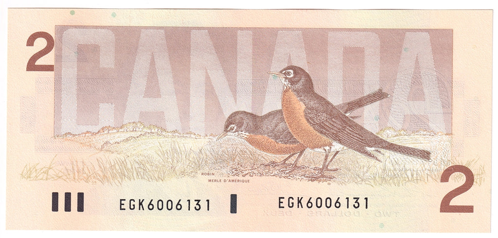BC-55b-i 1986 Canada $2 Thiessen-Crow, EGK, Choice Uncirculated (CUNC63)