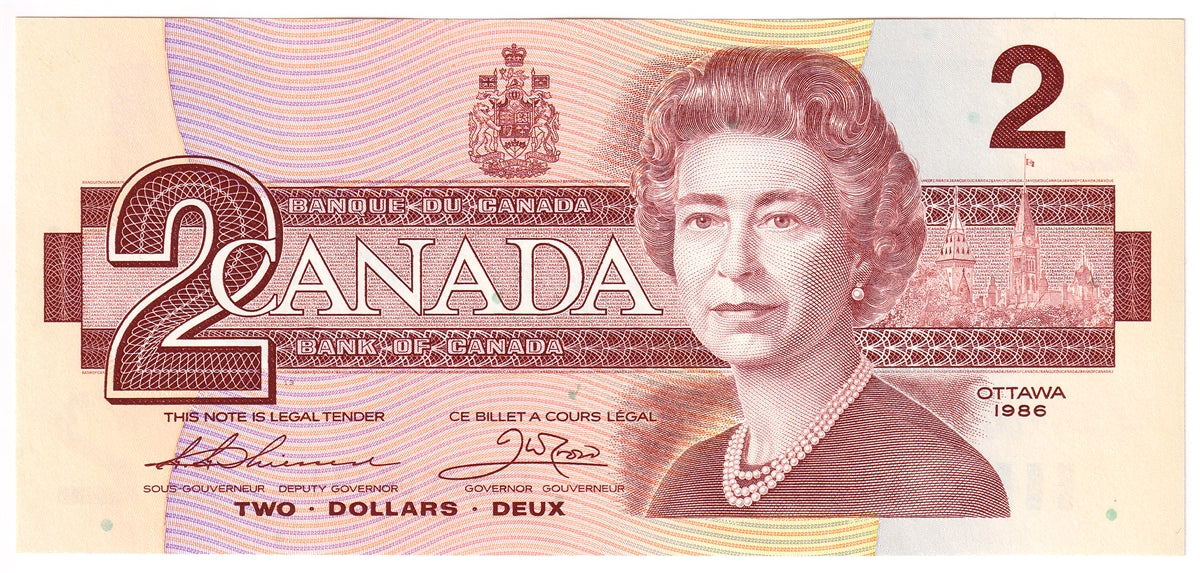 BC-55b-i 1986 Canada $2 Thiessen-Crow, EGK, Choice Uncirculated (CUNC63)