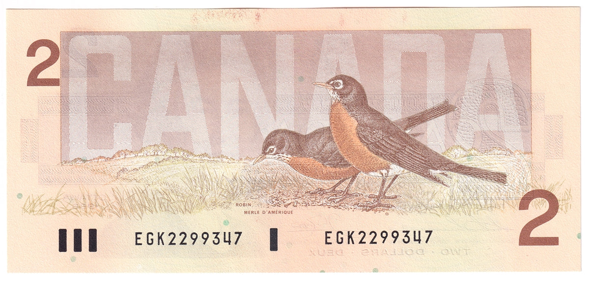 BC-55b-i 1986 Canada $2 Thiessen-Crow, EGK, Uncirculated (MS60)