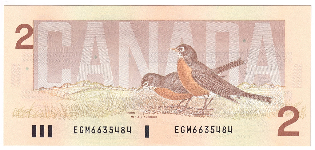 BC-55b-i 1986 Canada $2 Thiessen-Crow, EGM, Uncirculated (MS60)