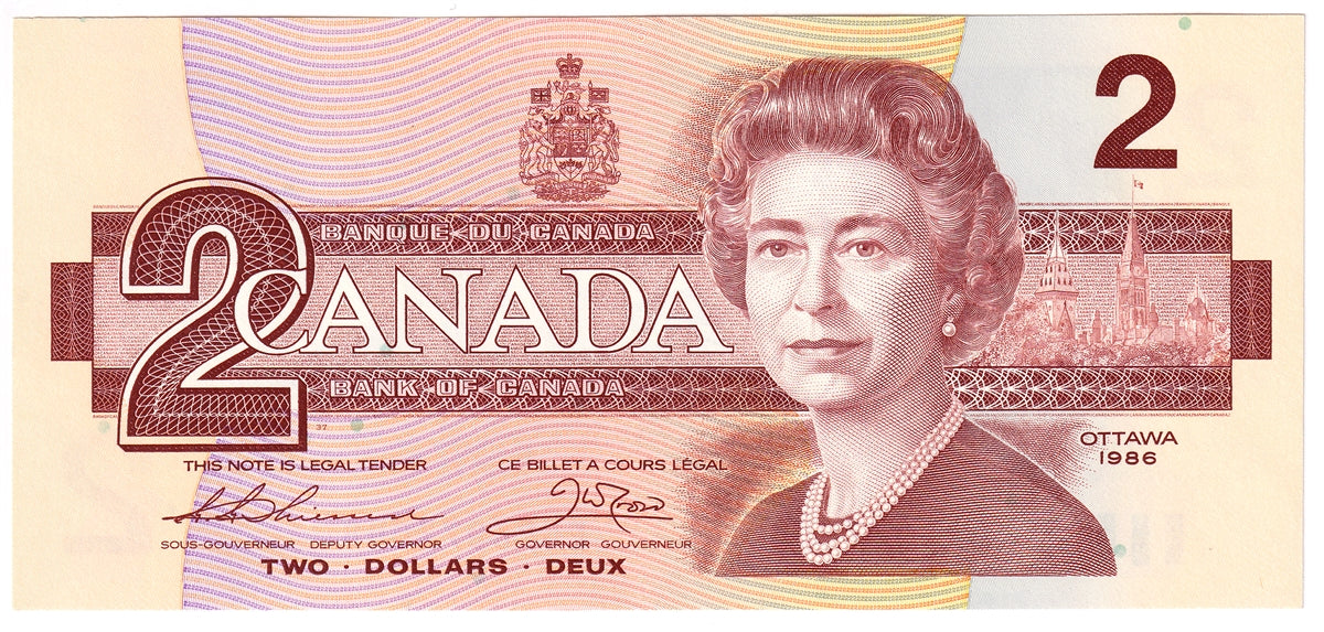 BC-55b-i 1986 Canada $2 Thiessen-Crow, EGP, Choice Uncirculated (CUNC63)