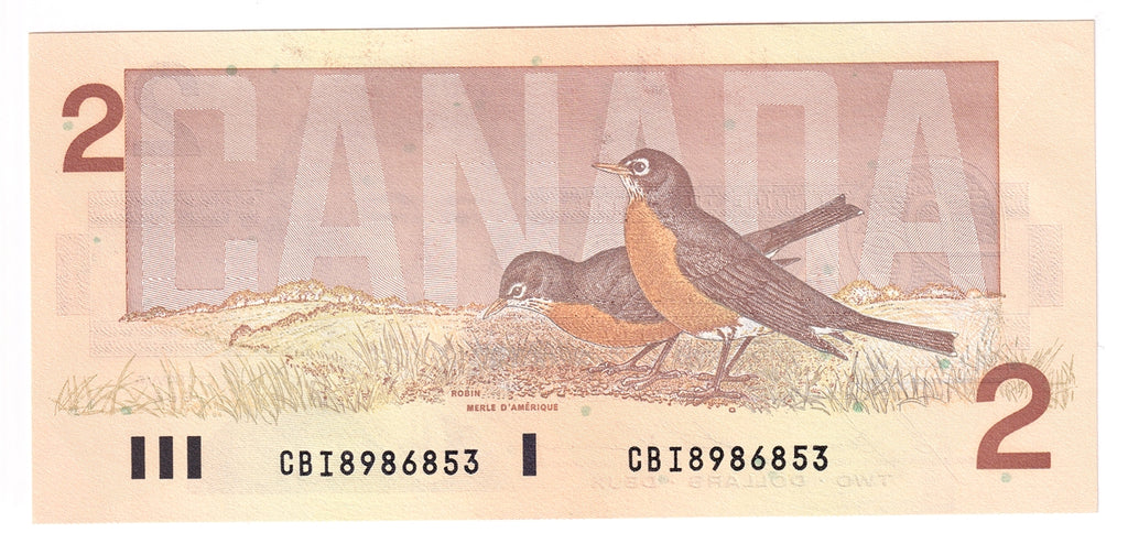 BC-55c 1986 Canada $2 Bonin-Thiessen, CBI, Choice Uncirculated (CUNC63)