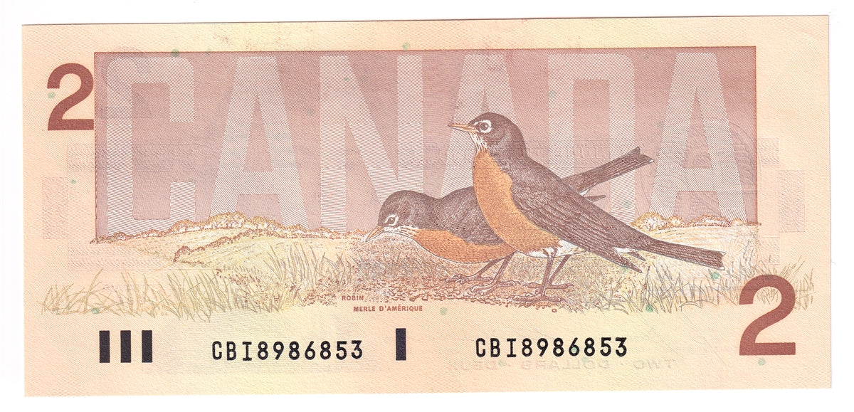 BC-55c 1986 Canada $2 Bonin-Thiessen, CBI, Choice Uncirculated (CUNC63)