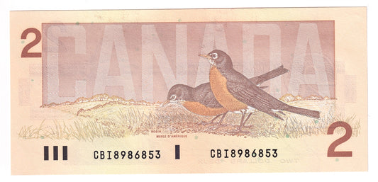 BC-55c 1986 Canada $2 Bonin-Thiessen, CBI, Choice Uncirculated (CUNC63)