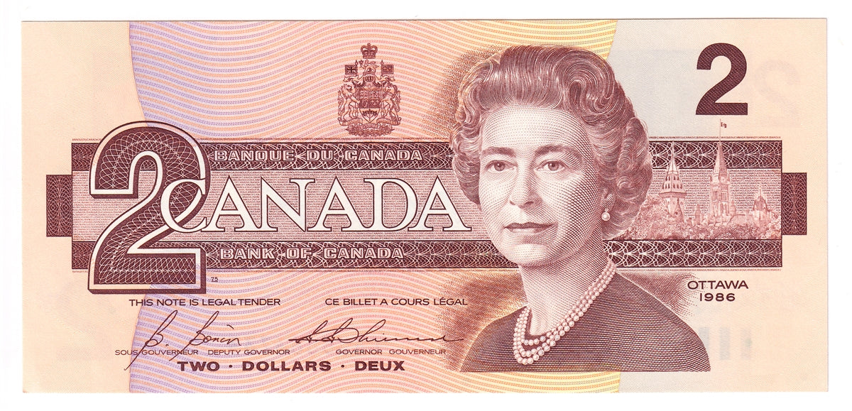 BC-55c 1986 Canada $2 Bonin-Thiessen, CBJ, Uncirculated (MS60)