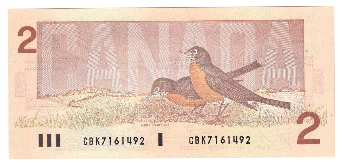 BC-55c 1986 Canada $2 Bonin-Thiessen, CBK, Choice Uncirculated (CUNC63)