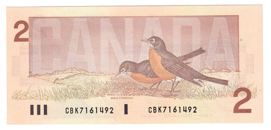 BC-55c 1986 Canada $2 Bonin-Thiessen, CBK, Choice Uncirculated (CUNC63)