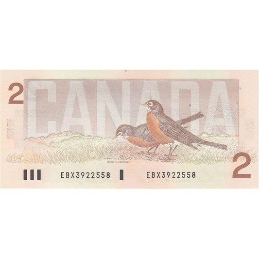 BC-55cA-i 1986 Canada $2 Bonin-Thiessen, EBX, Choice Uncirculated (CUNC63)