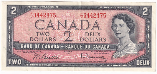 BC-38b 1954 Canada $2 Beattie-Rasminsky, F/U, VF-EF (VF30)