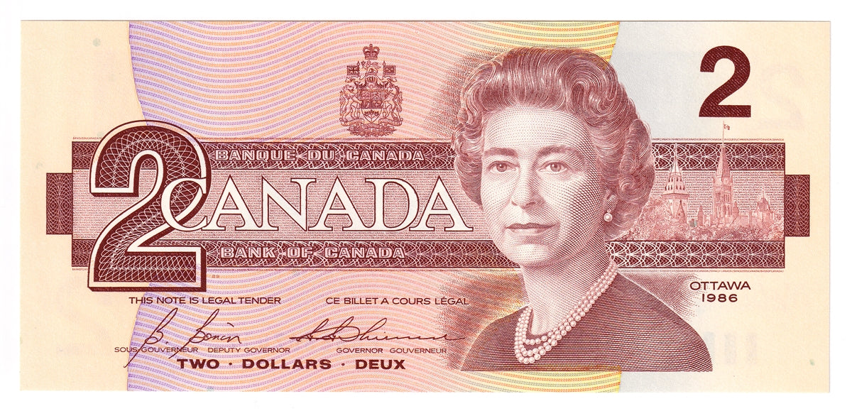 BC-55c-i 1986 Canada $2 Bonin-Thiessen, EGR, Choice Uncirculated (CUNC63)