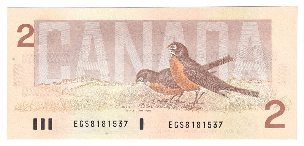 BC-55c-i 1986 Canada $2 Bonin-Thiessen, EGS, Choice Uncirculated (CUNC63)