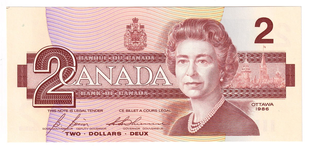 BC-55c-i 1986 Canada $2 Bonin-Thiessen, EGS, Choice Uncirculated (CUNC63)