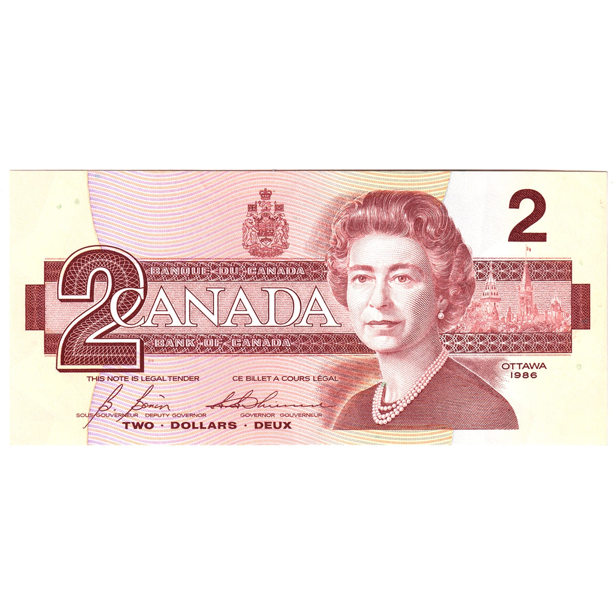 BC-55c-i 1986 Canada $2 Bonin-Thiessen, EGU, Uncirculated (MS60)