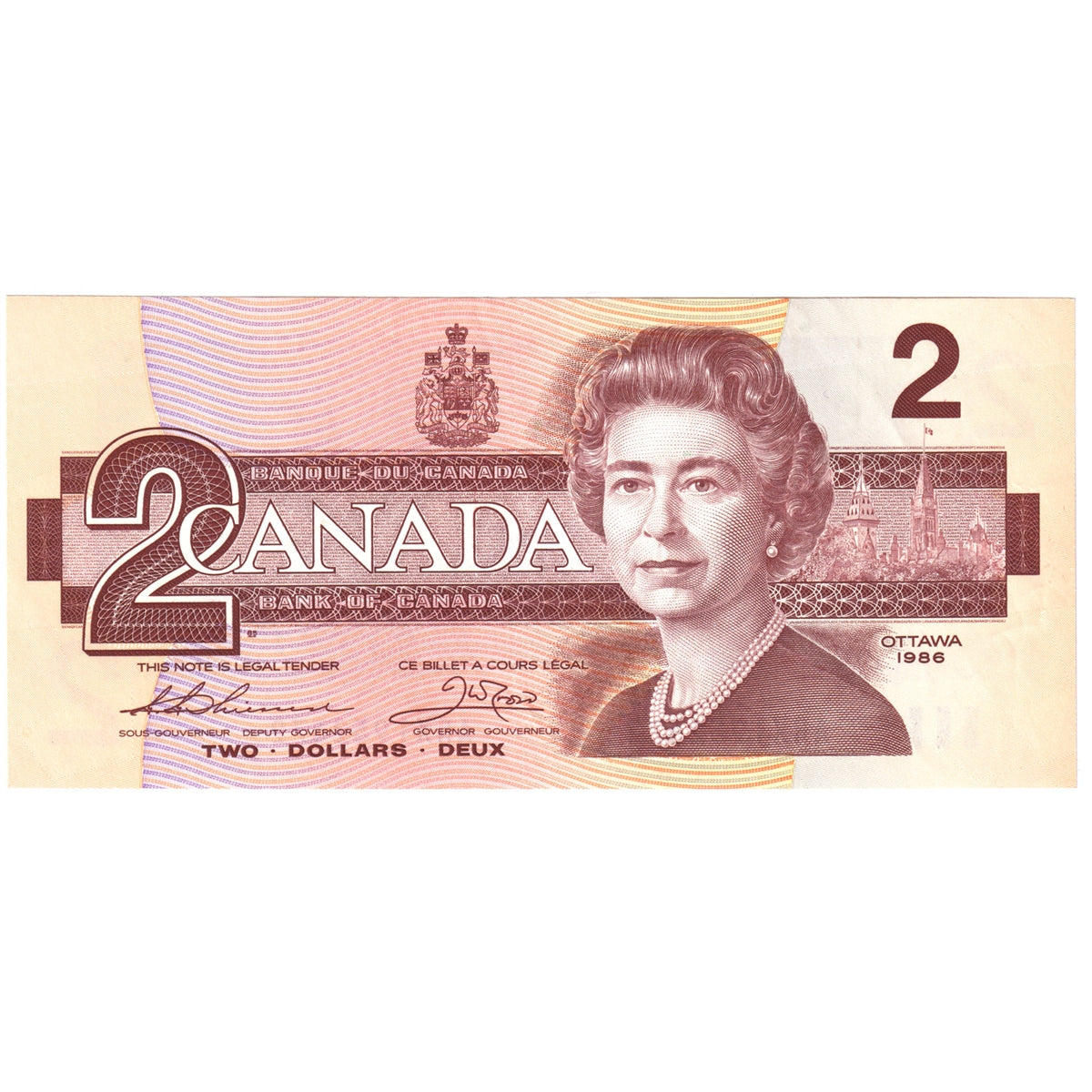BC-55bA 1986 Canada $2 Thiessen-Crow, ARX Above 1.4M, Almost Uncirculated (AU50)
