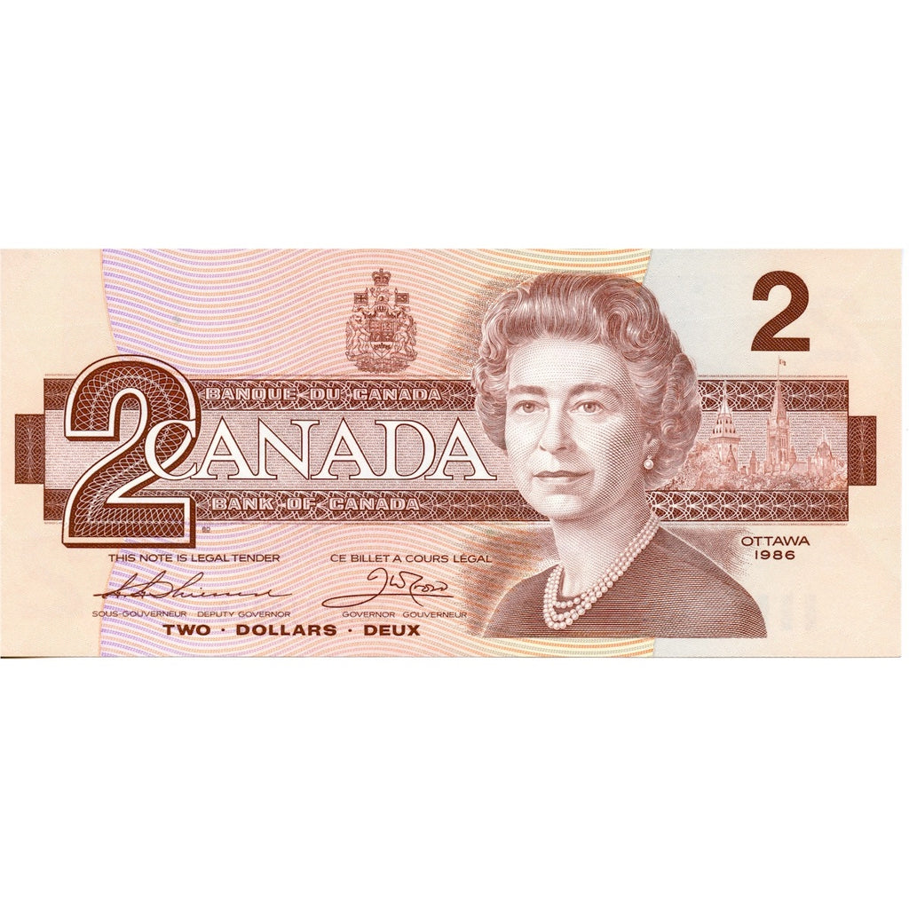 BC-55b 1986 Canada $2 Thiessen-Crow, AUM, Uncirculated (MS60)