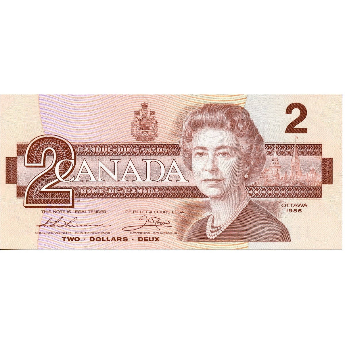 BC-55b 1986 Canada $2 Thiessen-Crow, AUM, Uncirculated (MS60)