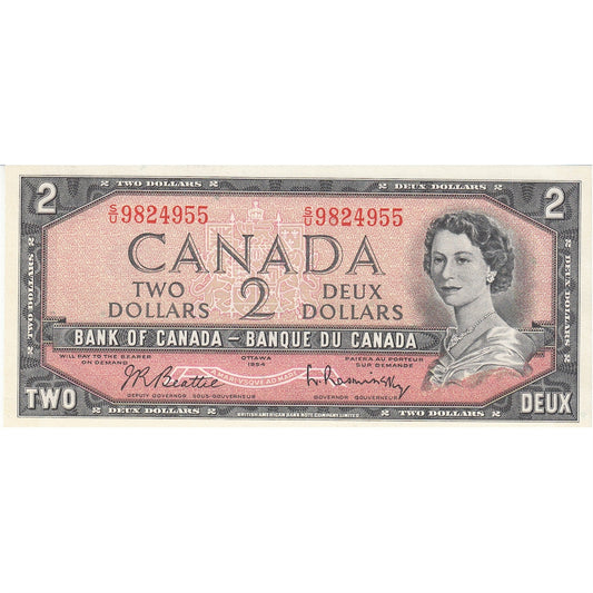 BC-38b 1954 Canada $2 Beattie-Rasminsky, S/U, EF-AU