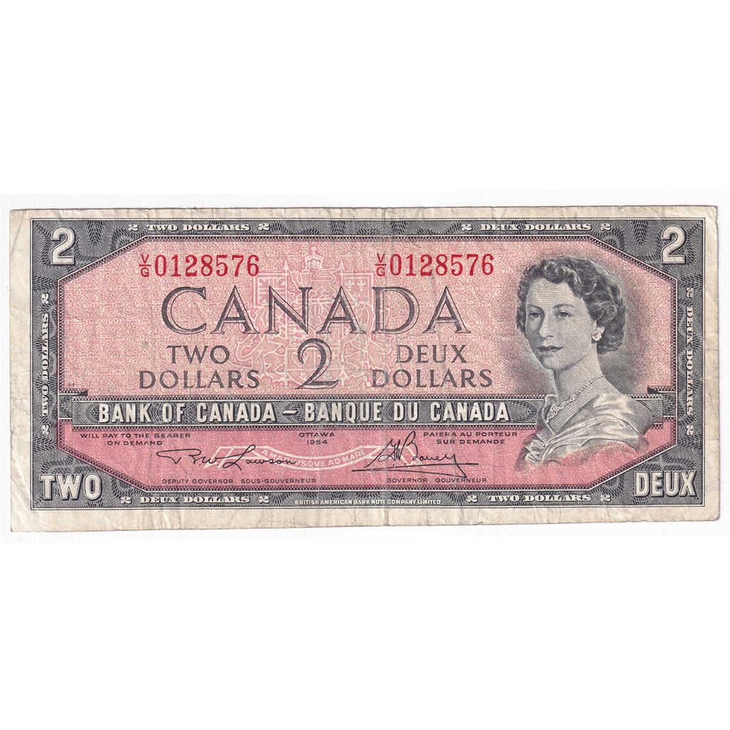 BC-38d 1954 Canada $2 Lawson-Bouey, V/G, VG-F (VG10)