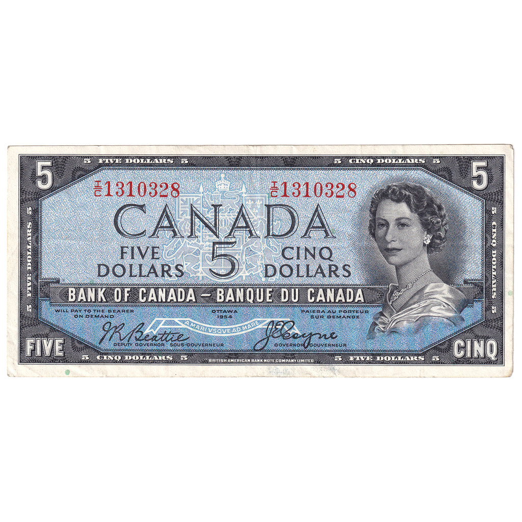 BC-31b 1954 Canada $5 Beattie-Coyne, Devil's Face, I/C, VF-EF (VF30)
