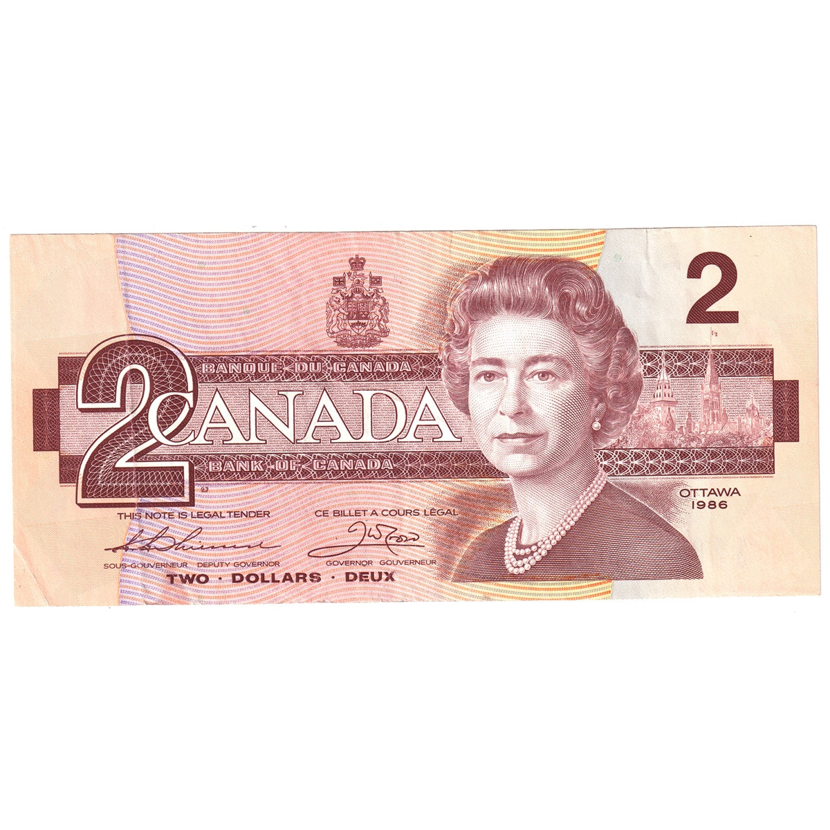 BC-55b 1986 Canada $2 Thiessen-Crow, Large BBP, Very Fine (VF20)