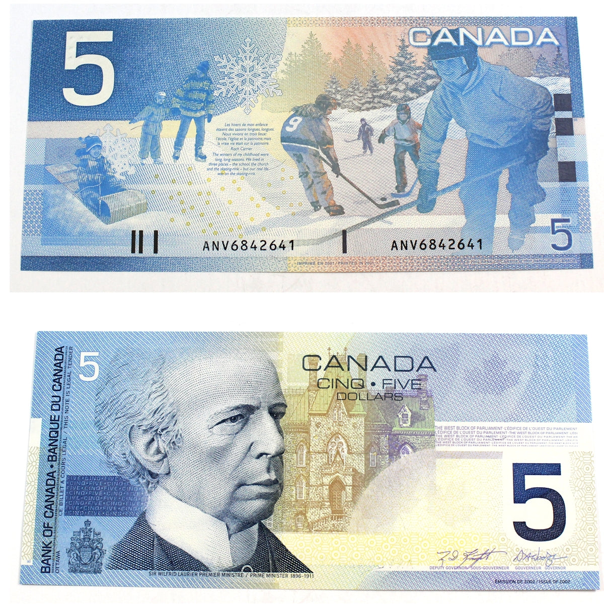 BC-62a 2001 Canada $5 Knight-Dodge, ANV, CUNC