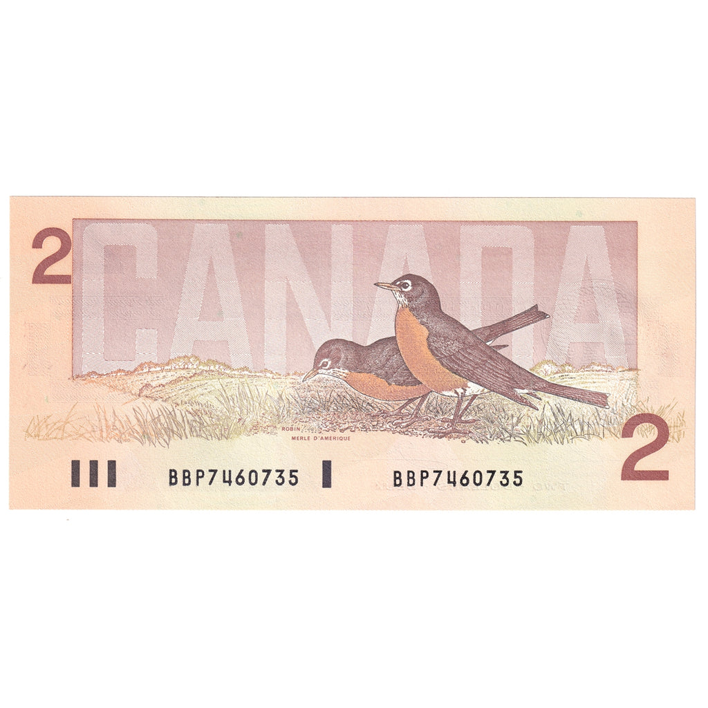 BC-55b 1986 Canada $2 Thiessen-Crow, Small BBP, Choice Uncirculated (CUNC63)