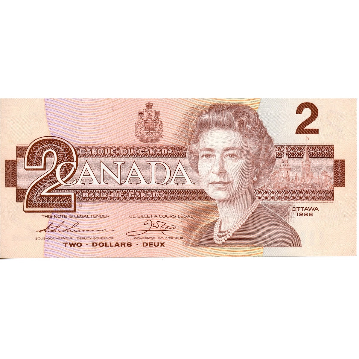 BC-55b 1986 Canada $2 Thiessen-Crown, Small BBP, AU-UNC (AU55)